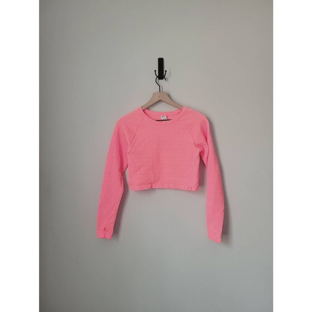 Joy Lab Textured Bright Orange Cropped Long Sleeve XL